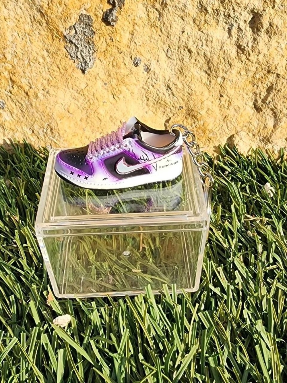 Nike Purple Ombre Mini Sneaker Keychain with Black Swoosh
